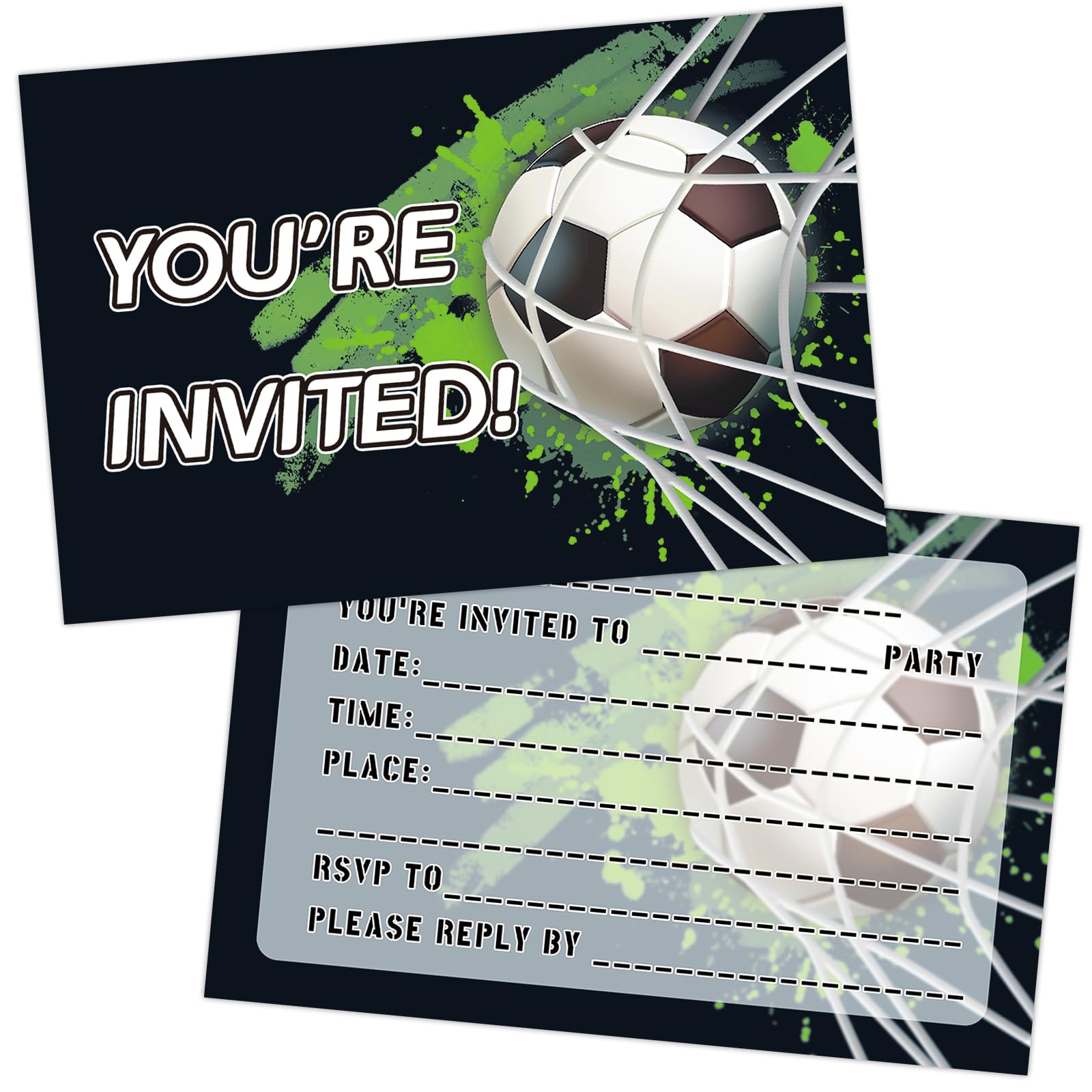 20 Pcs Football Party Invitations, Kids Boys Party Invites with Envelopes