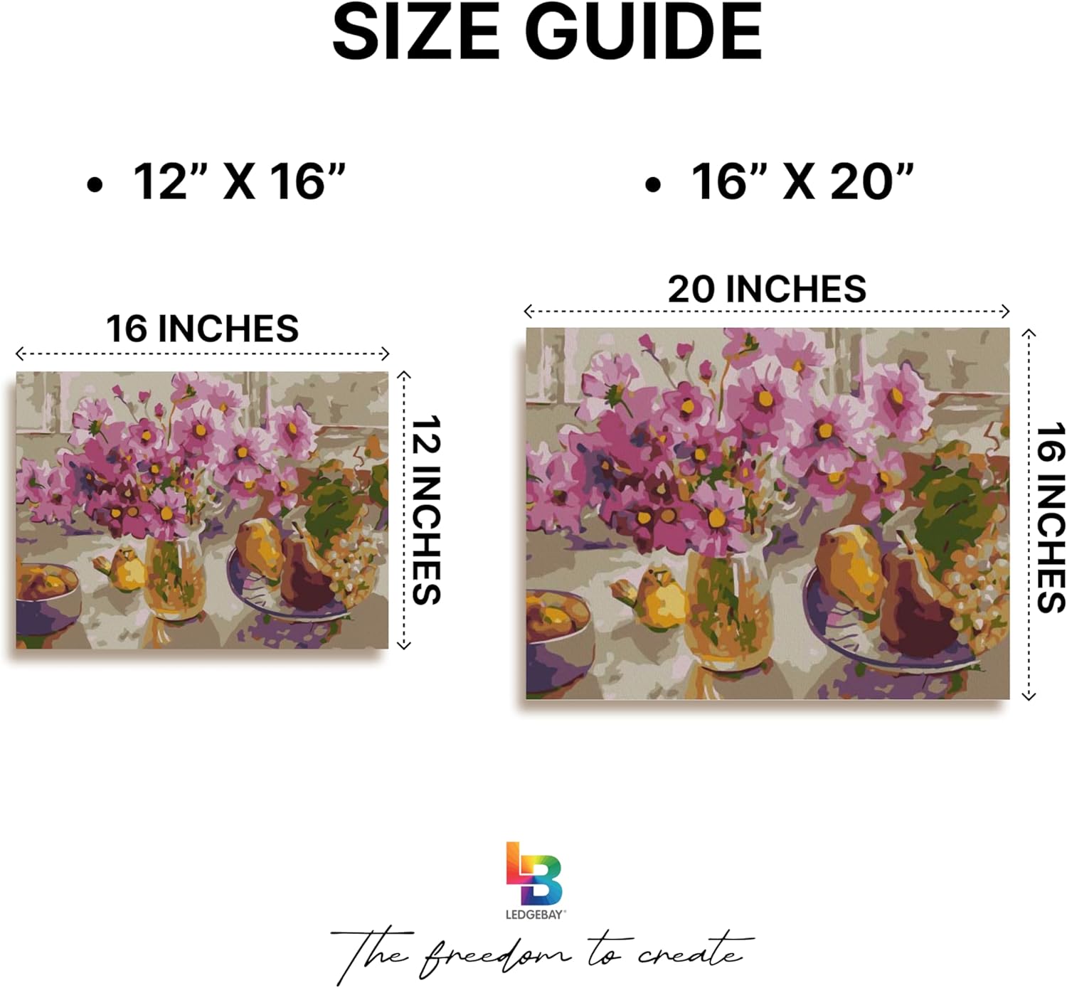 Ledgebay DIY Paint by Numbers Kit for Adults Framed Canvas Beginner to Advanced Paint by Numbers Kit, Kits Include Acrylic Paint set, Brushes & Tabletop Easel (Cosmos from The Garden 12" x 16" Framed)