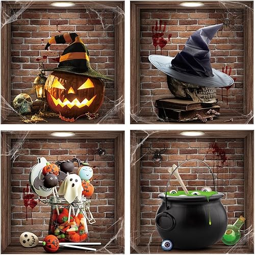 Calcomanías de pared falsas 3D de Halloween, autoadhesivas, fantasma, calabaza, calavera, globos oculares, calcomanías de pared para ventana de