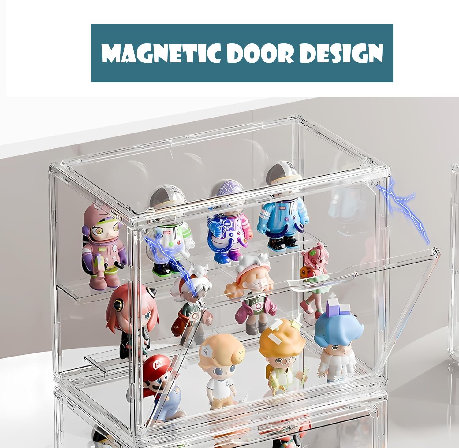 Vitrine pour Collection, Boîte de Présentation Transparent, Vitrine Acrylique avec Porte Magnétique pour Funko Pop, Figurine Pop, Maquette, Action Figurine, Blind Box 27×17×21.5cm（2pcs）