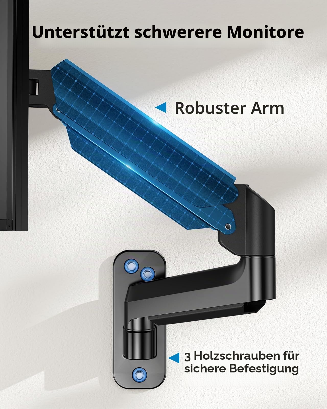 HUANUO Monitor Wandhalterung für 17-35 Zoll LED/LCD/TV Bildschirm, Monitor Halterung Wand mit VESA-Erweiterungssatz, Monitor Arm Wall Mount mit 360° Drehbar Gasdruckfeder Arm, VESA 75/100/200mmGaming