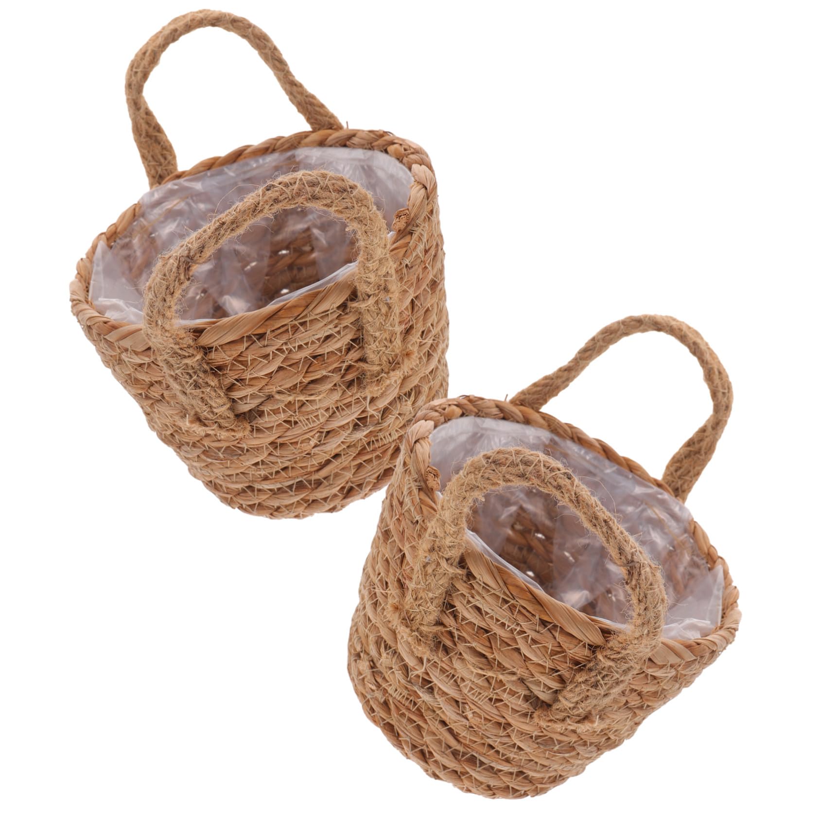 Panier à fleurs tissé main lot de 2 jardinières champêtres chic