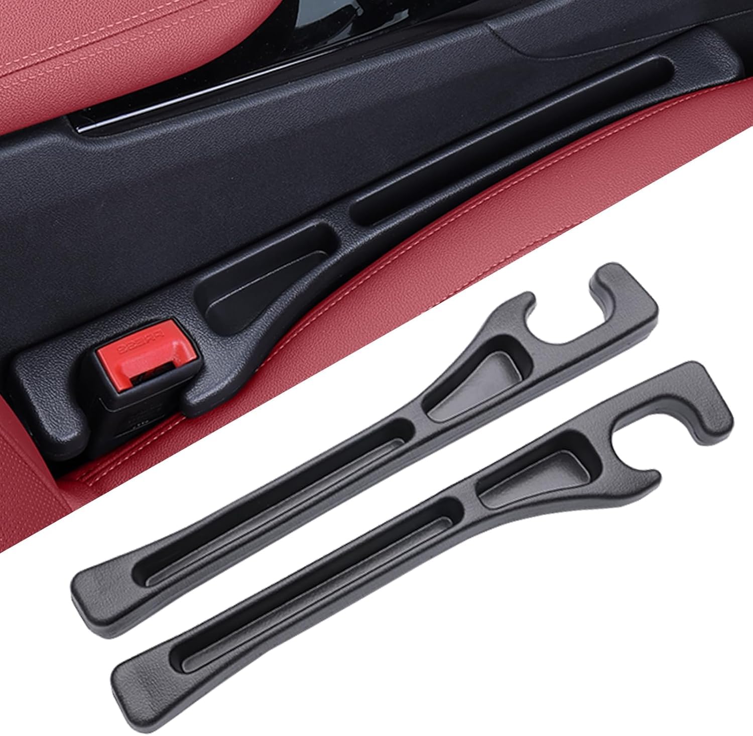 HANBAOLIMIN Car Seat Gap Filler for Cupra Terramar 2024-2025, Leather Side Console Organizer Crevice Storage Catcher Auto Interior Gap Blocker Drop Stopper Set