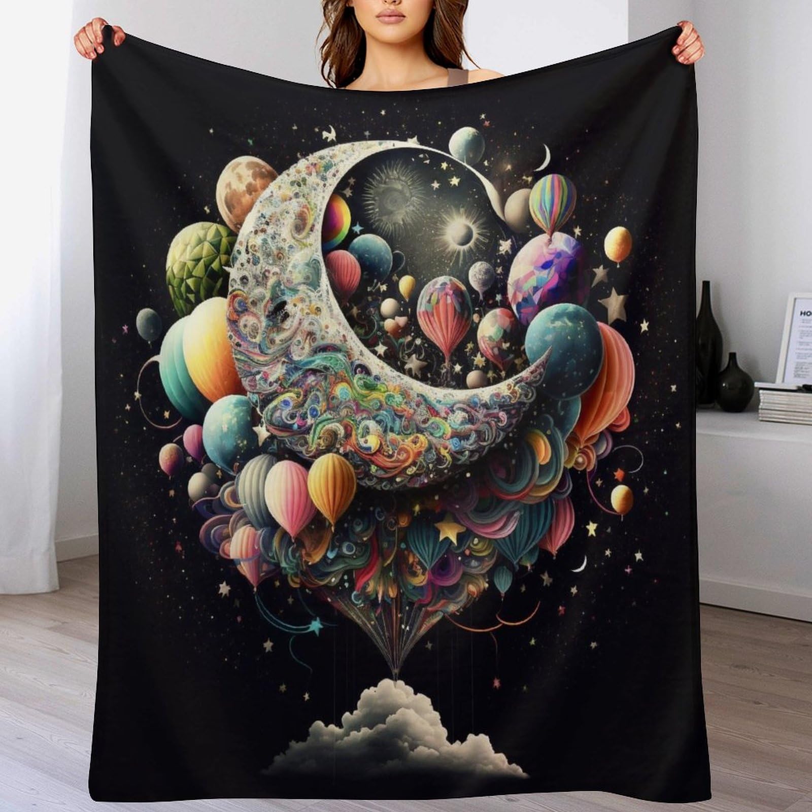 Couverture flannel planète : jeté de canapé chaud et doux 180x200