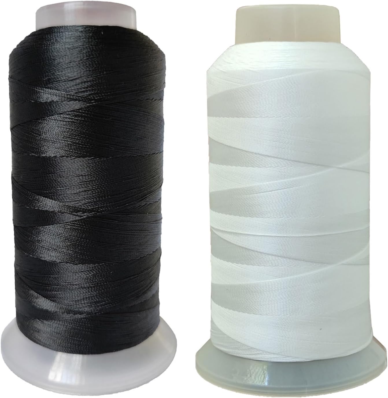 Polyester Thread Heavy Duty Bonded UV Resistant Outdoor Thread #69 T70 Size 210D/3Ply for Marine Upholstery, Leather, Sewing Crafts, 3000Yards Pack of 2 (Black White) product image
