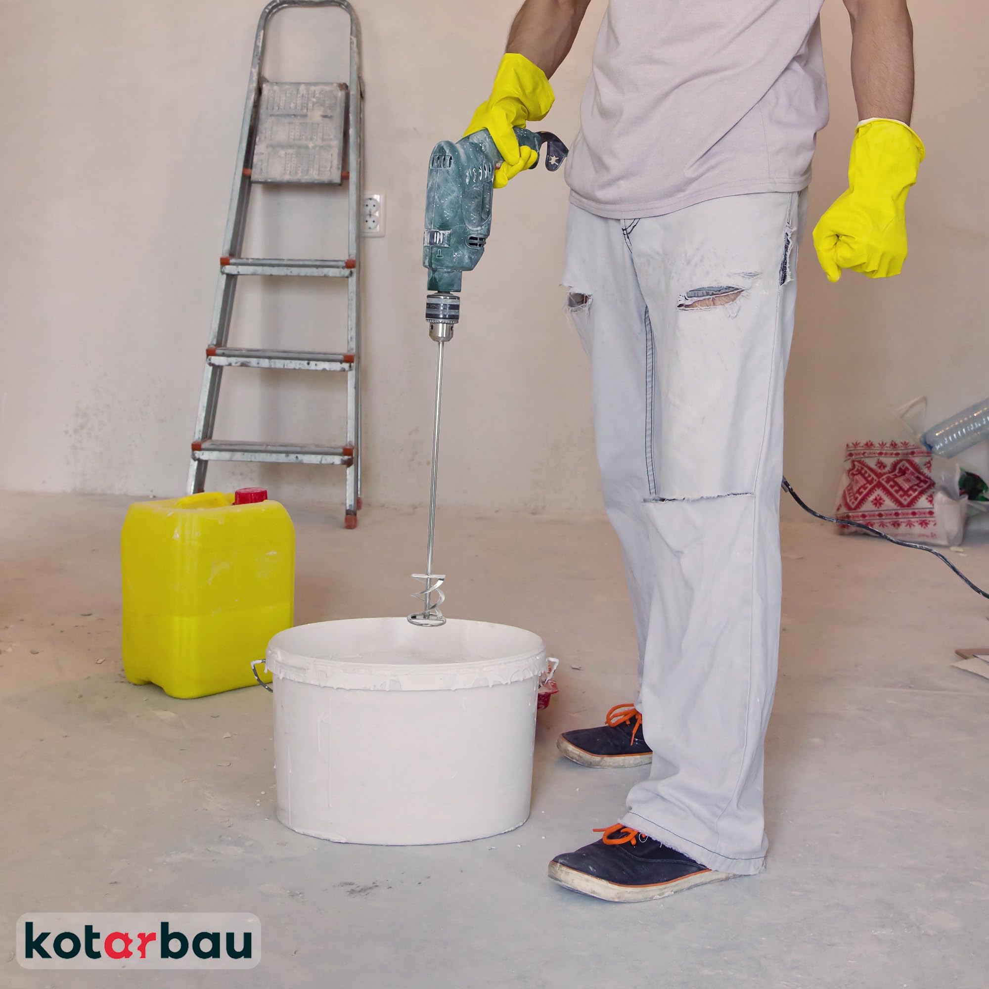 KOTARBAU® Mélangeur de mortier en spirale 80 mm pour ciment, plâtre, couleurs, panier mélangeur en spirale, mélangeur de couleur, batteur de peinture, batteur de plâtre SDS Plus