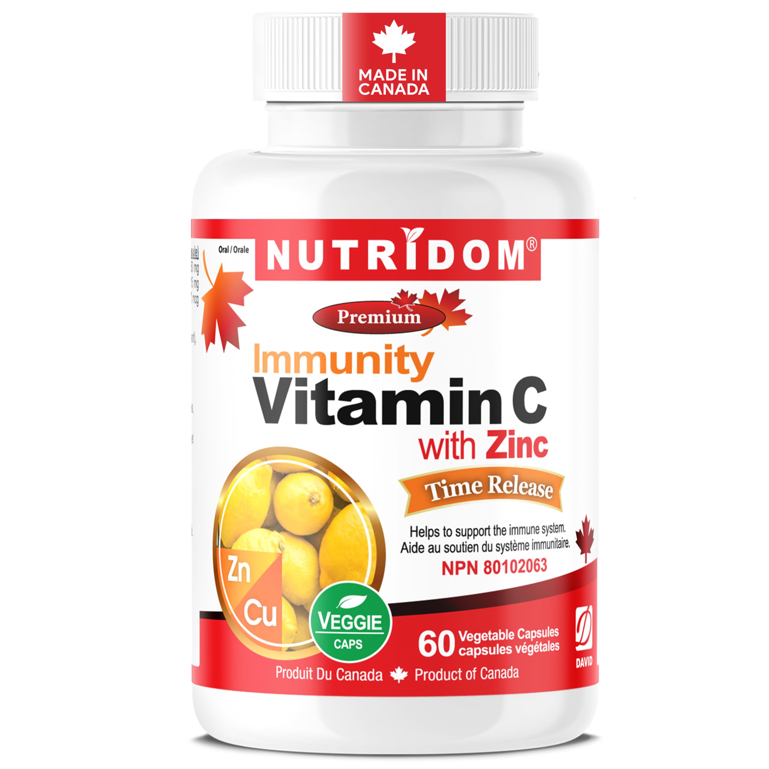 Nutridom Timed-Release Vitamin C (850 mg) with Zinc Bisglycinate
