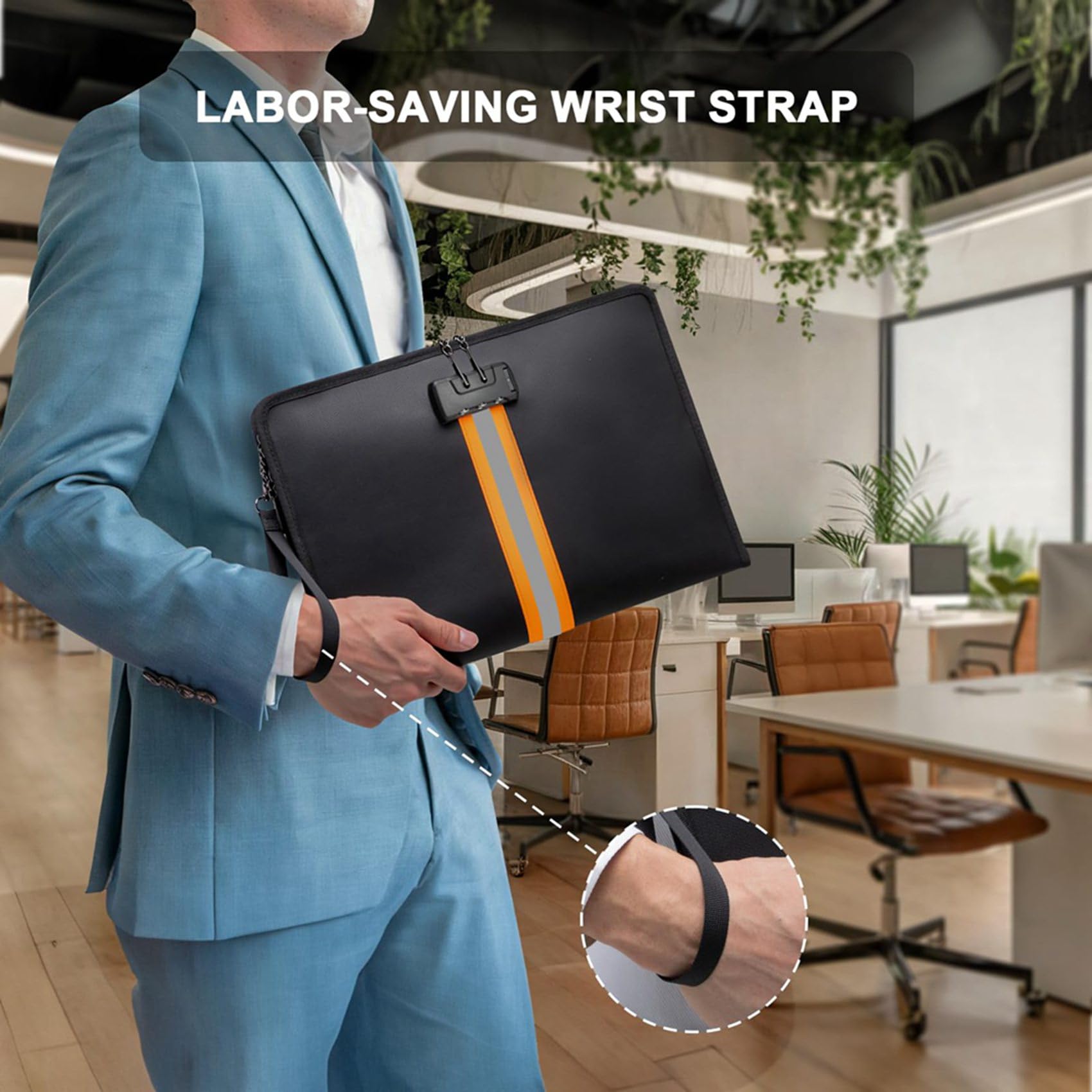 3X Borsa Portadocumenti Ignifuga con Lucchetto, Borsa Portasoldi Ignifuga da 13x9,2 Pollici, con Cerniera e Lucchetto, Adatta per Tablet e Documenti A4