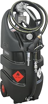 Portable Gas Cart 29gl Gas Fuel Tank Caddy with Manual Rotary Hand Pump, Fuel Storage Can On-Wheels for Cars, Lawn Mowers, ATVs, Boats, 10 ft Antistatic Hose, Manual Nozzle