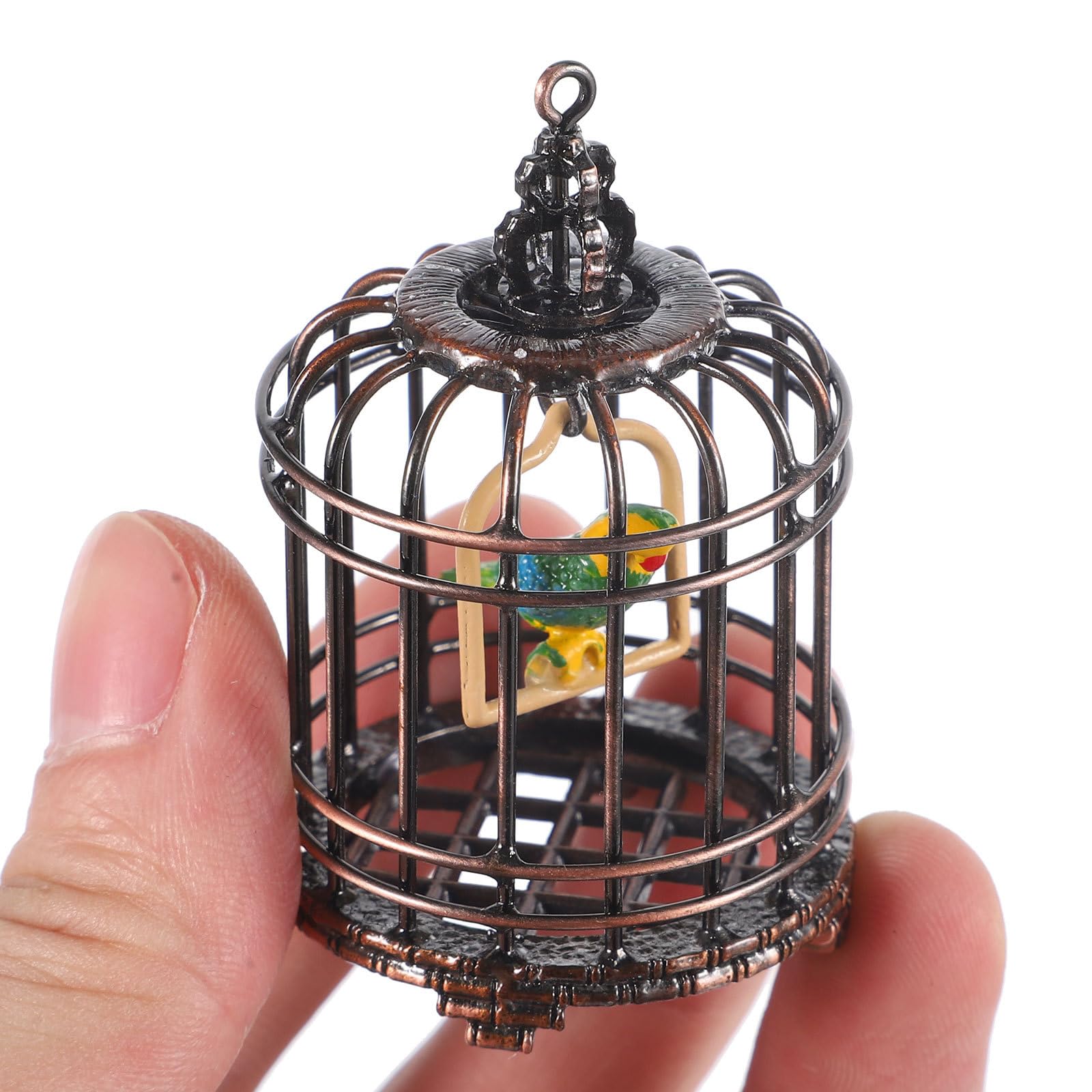 Mini Cage à Oiseaux Effet Fer Rouillé – Déco Miniature Pour Jardin, Maison De Poupée, 30x30x40 Mm