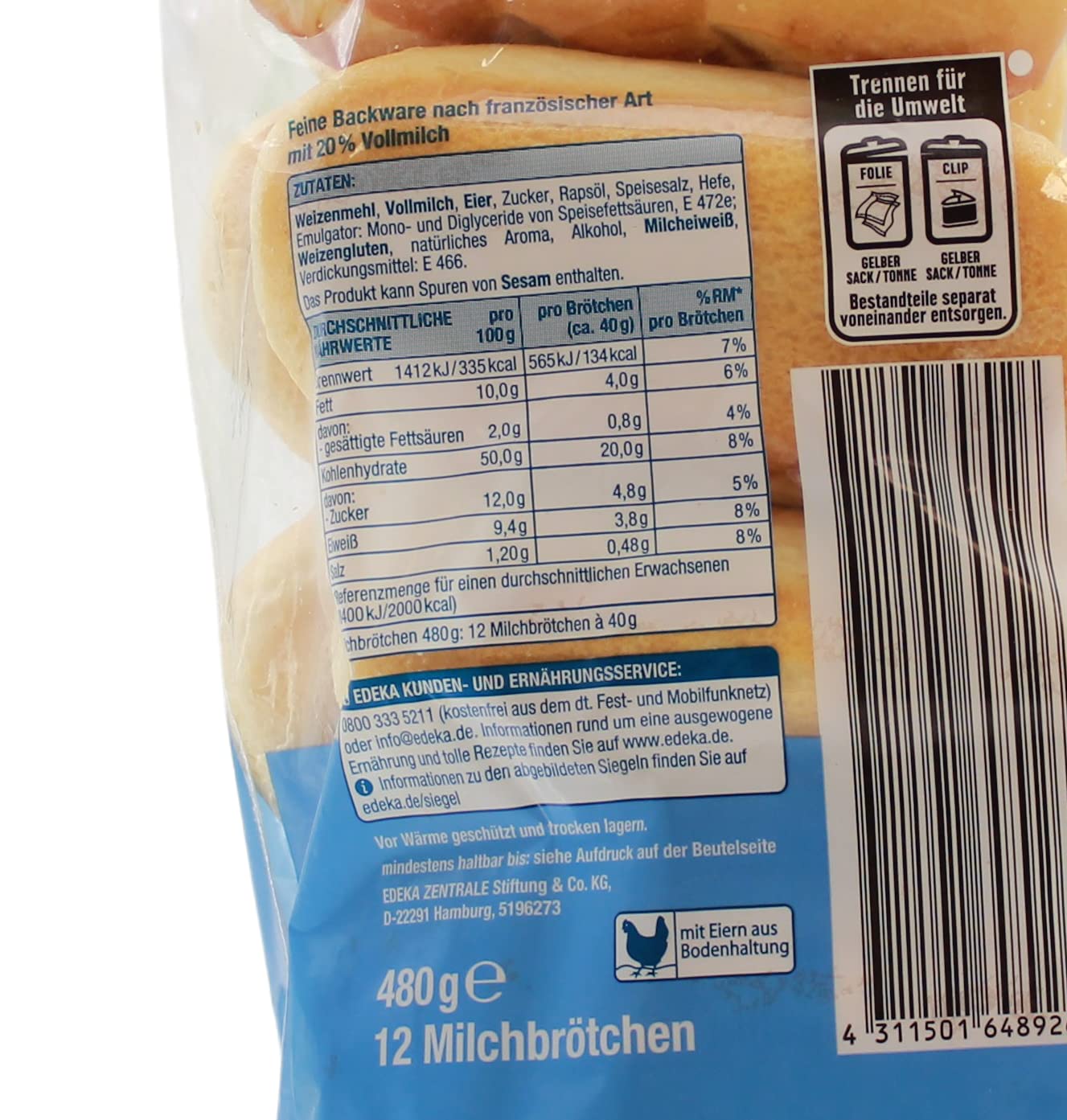 Gut & Günstig Milchbrötchen nach französischer Art, 9er Pack (9 x 480g)