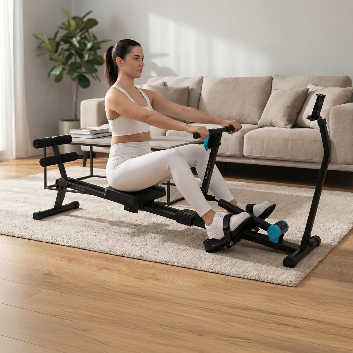 Cecotec Rameur Hydraulique Drumfit Rower CompactROW. 12 Niveaux de Résistance, Poids jusqu'à 110 kg, Renforce Les Bras, Le Dos et Améliore la Résistance Cardiovasculaire
