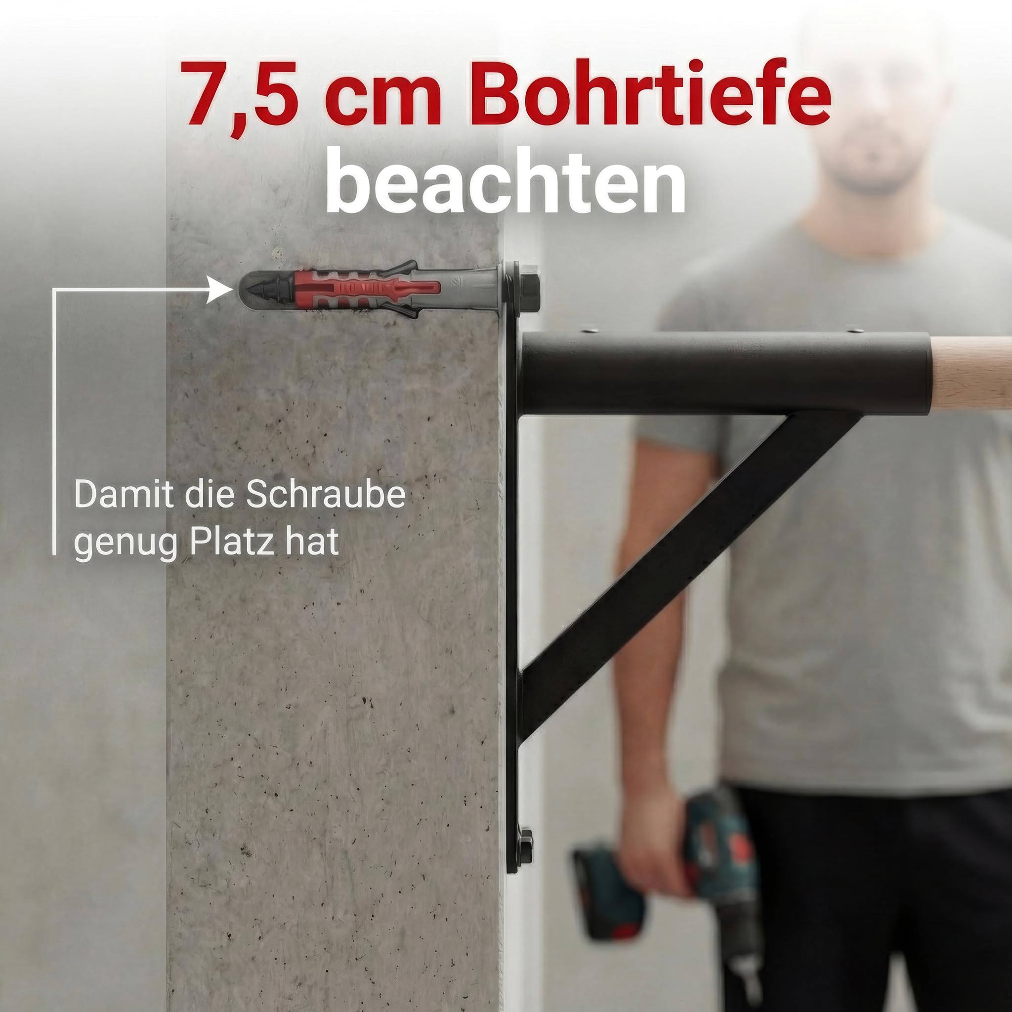 Dip Barren Wandmontage – Dip Station aus Stahl & Buchenholz | 38mm Griff, bis 150 kg, 45cm Wandabstand | Calisthenics Dip Stange für Home Gym