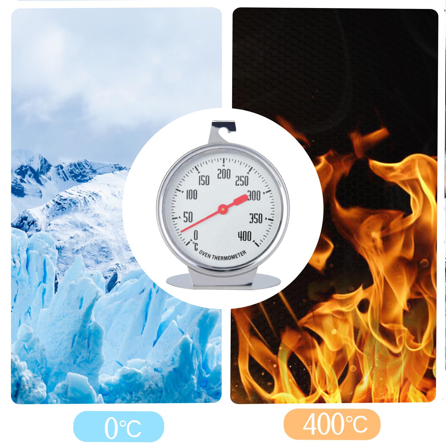 Termometro da Forno, 0~400 ℃ Termometro da Forno Interno in Acciaio Inox per Appendere, Multifunzione Termometro per Monitoraggio per Alimenti da Cucina per Cottura Barbecue e Cucinare