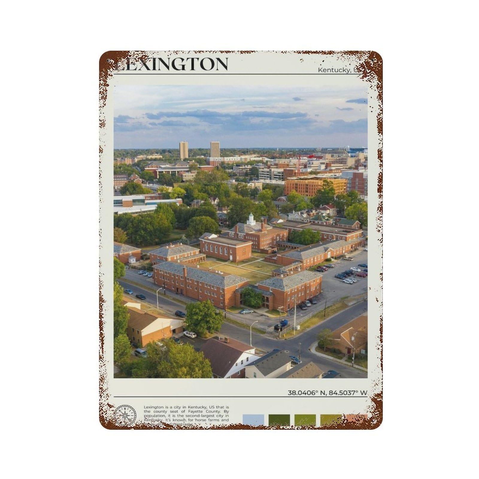 xiaoxiaoshen Real Photo Lexington Decor Kentucky Wall Decor Art Metal Tin Poster Modern Home Decor Art Home Bar Shop Decorations Vintage Sign 40x30cm