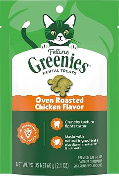 Greenies Feline Natural Dental Cat Treats, Roasted Chicken Flavor, 2.1 oz