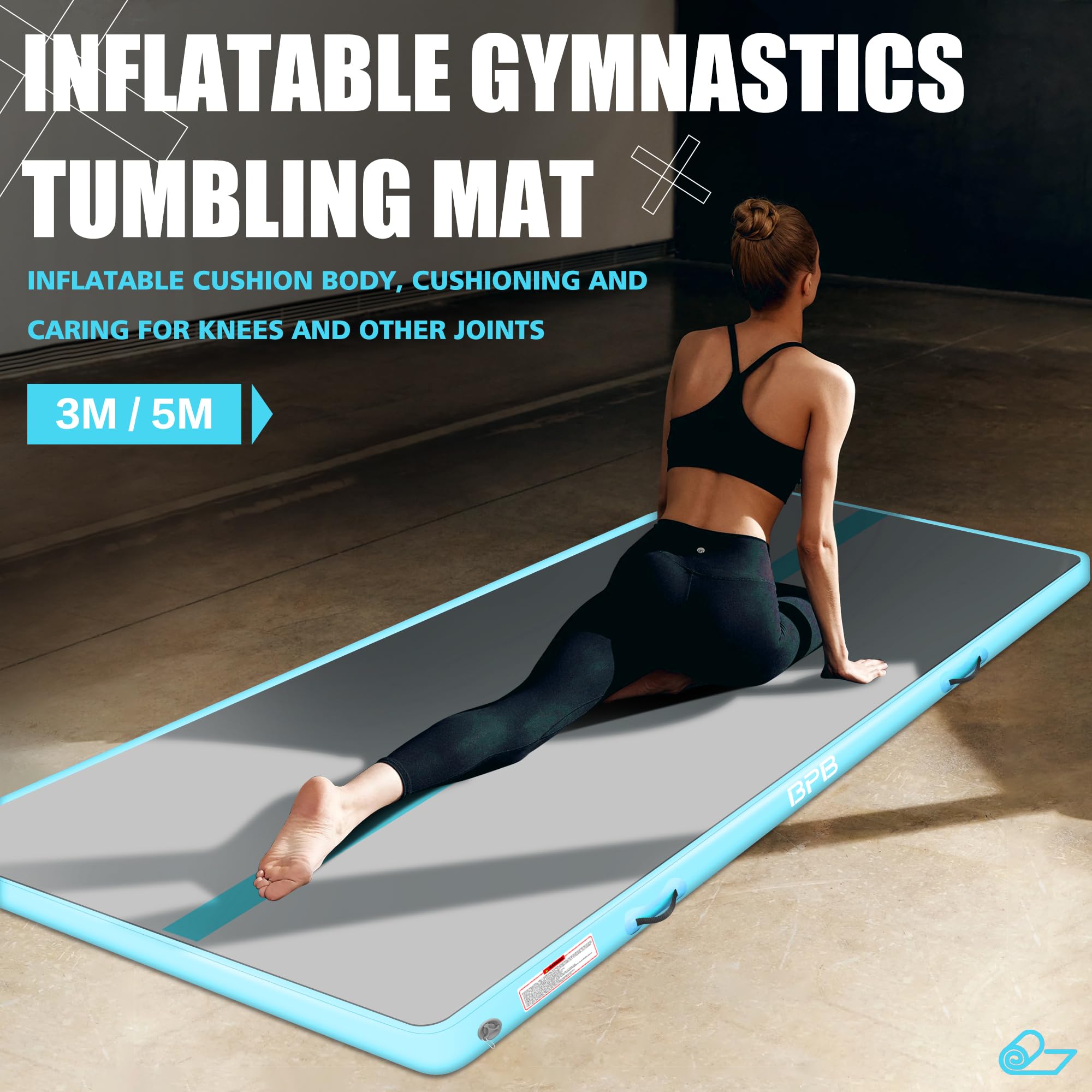 BPB Inflatable Gymnastics Mat. 10ft Air Tumble Track for Home Use/Training/Gymnastics/Cheerleading/Yoga/Pilates/Martial Arts/Gym/Beach/Cheerleading/Water Fun