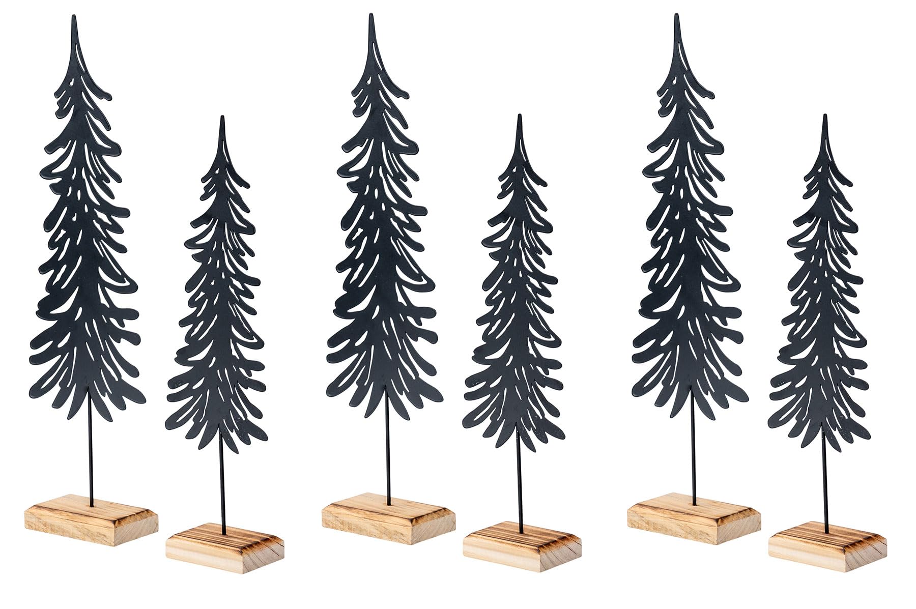 levandeo 6er Set Tanne Deko-Aufsteller Metall Holz Schwarz Natur Weihnachts-Deko Tischdeko Weihnachtsdeko Weihnachtsbaum