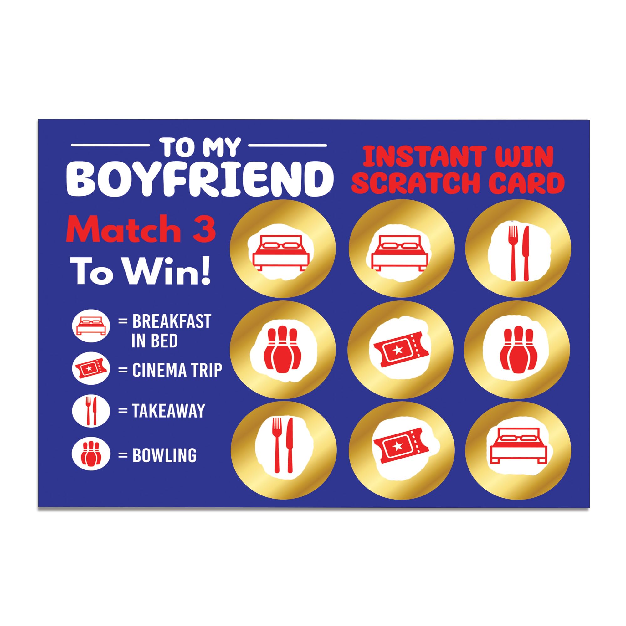 RED OCEAN Boyfriend Gift For Birthday Valentines Day Anniversary Date Night Idea Scratch Card For Him - Breakfast In Bed Winner