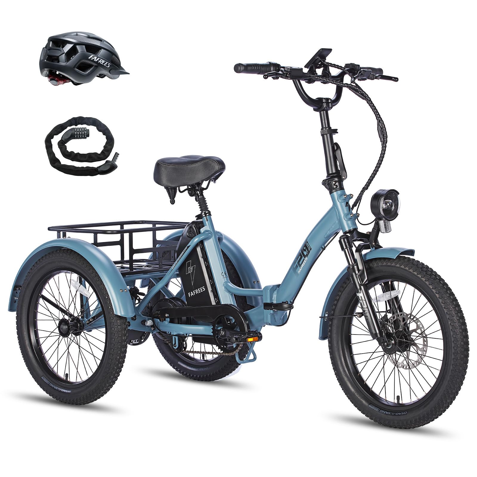 Fafrees F20 MATE Triciclo Elettrico Adulti Pieghevole, Motore 65N.m con Differenziale, E-Bike 3 Ruote con Doppia Sospensione, Batteria 48V 18.2Ah Rimovibile