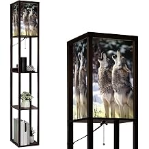 Floor Lamp with Shelves Howling Standing Tall Lamp USB Ports & Power Outlet Modern Corner Lamp Nightstand Light for Living Room Bedroom