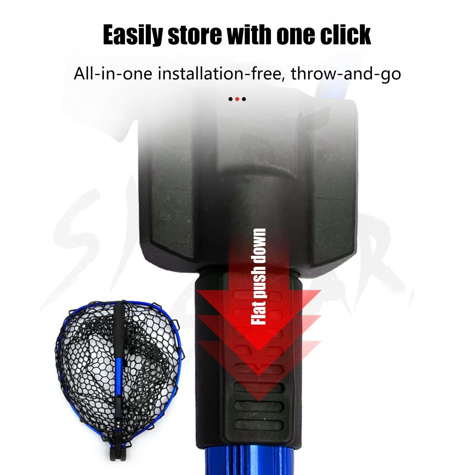 Red de pesca plegable con mango telescópico, gran red para pesca de agua salada y mar