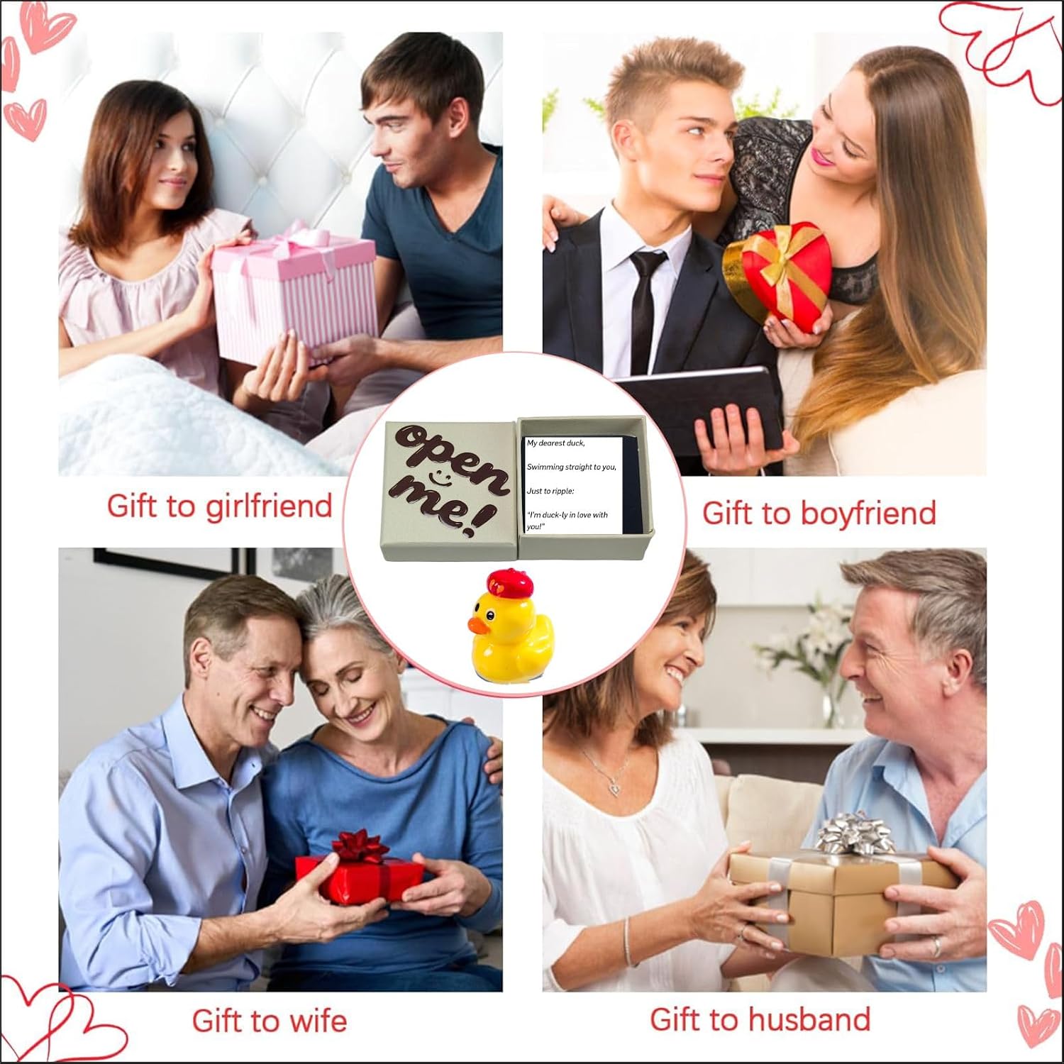 Open Me! I Love You Gift Box with Yellow Duck Figurine - Unique Miss You & Valentine's Day Surprise, Fun Love Gifts for Couples, I Love You Box​ image 4