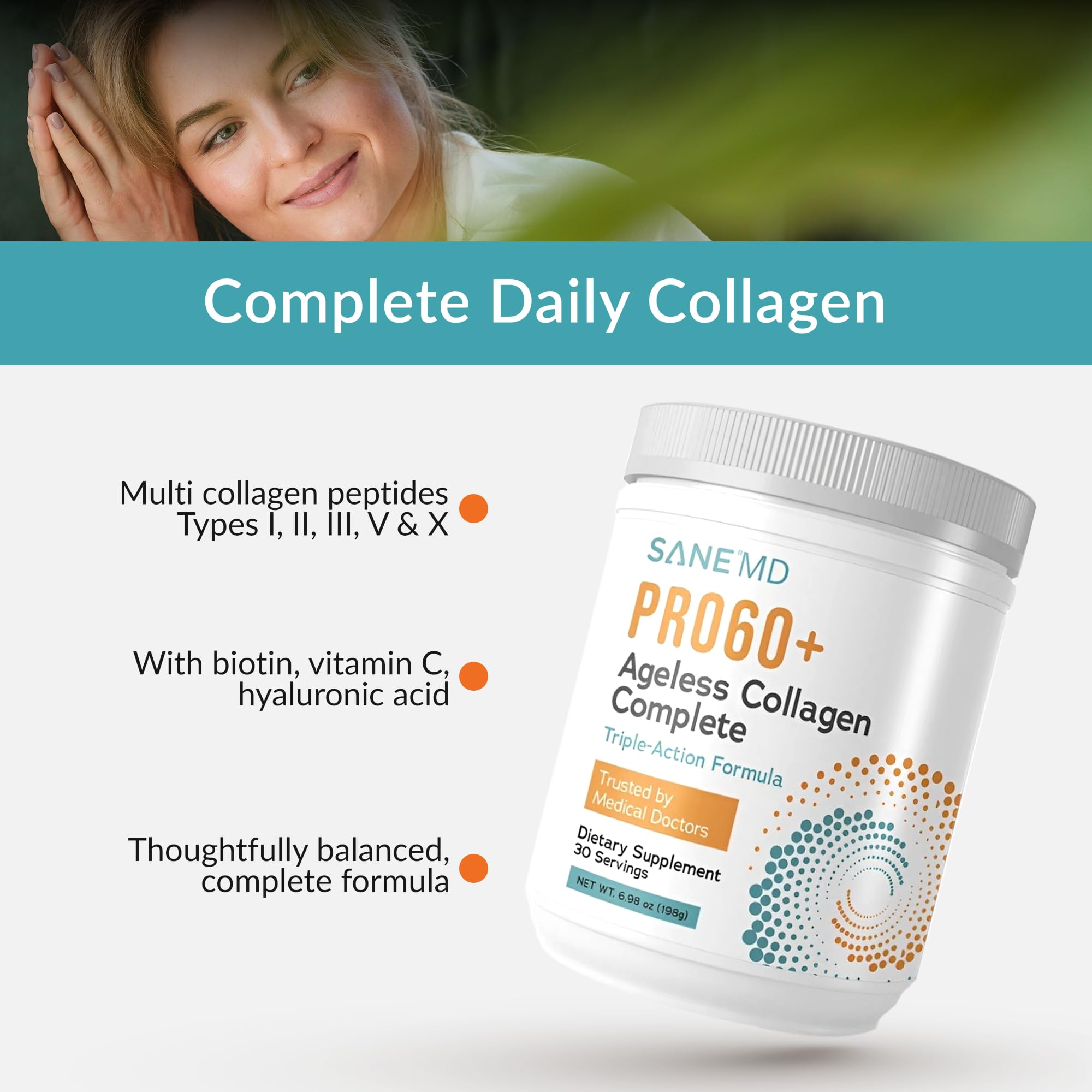 Amazon.com: SANE MD PRO60+ Collagen Peptides Powder, Makes 37