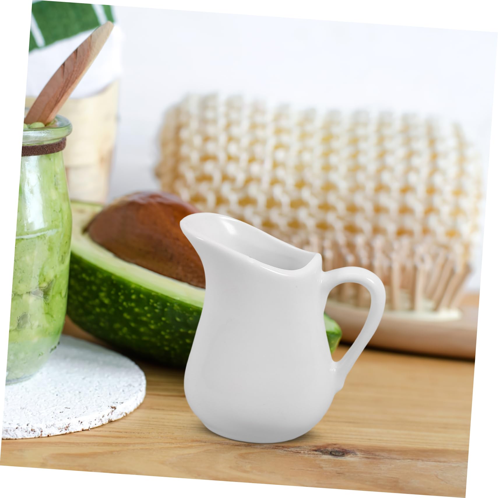 FUNOMOCYA 4pcs Ceramic Milk Jug Cow Pitcher Milk Jar Milk Frother Cup Syrup Dressing Server Syrup Pitcher Small Creamer Pitcher Milk Creamer Jug Espresso Pitcher Syrup Jar White Ceramics