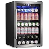 Beverage 4.4Cu.Ft Refrigerator Cooler -145 Can Mini Fridge Glass Door for Soda Beer or Wine, Small Drink Dispenser, for Home Office or Bar.