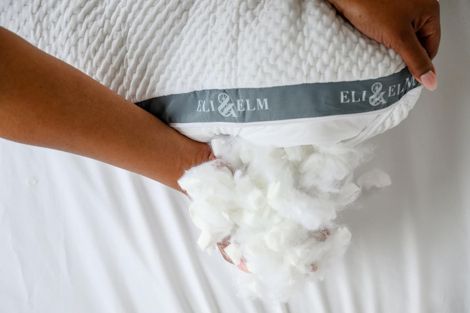 eli & elm | best ergonomic side sleeper pillow for neck pain. supportive cooling memory foam fill with luxury breathable cover. u-shape contoured design. queen size bed pillow & pillowcase pillow & pillow case memory foam