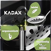 KADAX Rozsdamentes Acél Szűrőkanál - Ovális Nyéllel és Akasztóval Ellátott Konyhai Eszköz Tésztához, Ezüst Színű 7