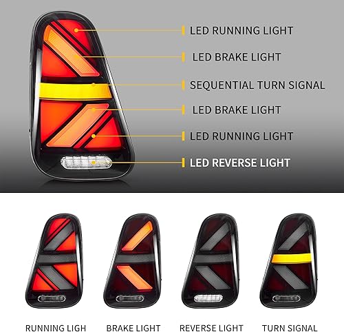 Miniatura 2 de VLAND - Luces traseras LED compatibles con BMW Mini Cooper R50 R52 R53 y 1 generación Mini Cooper Hatchback  Convertible con señal de giro