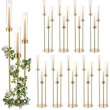 10PCS Gold Candelabra Centerpieces for Table Acrylic Shade Candle Holder