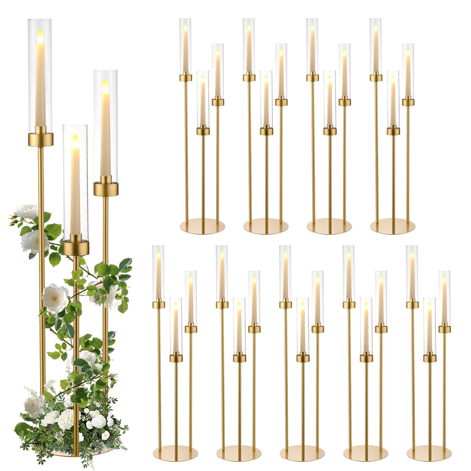 Amazon.com: 10pcs Gold Candelabra for Wedding Table Centerpieces