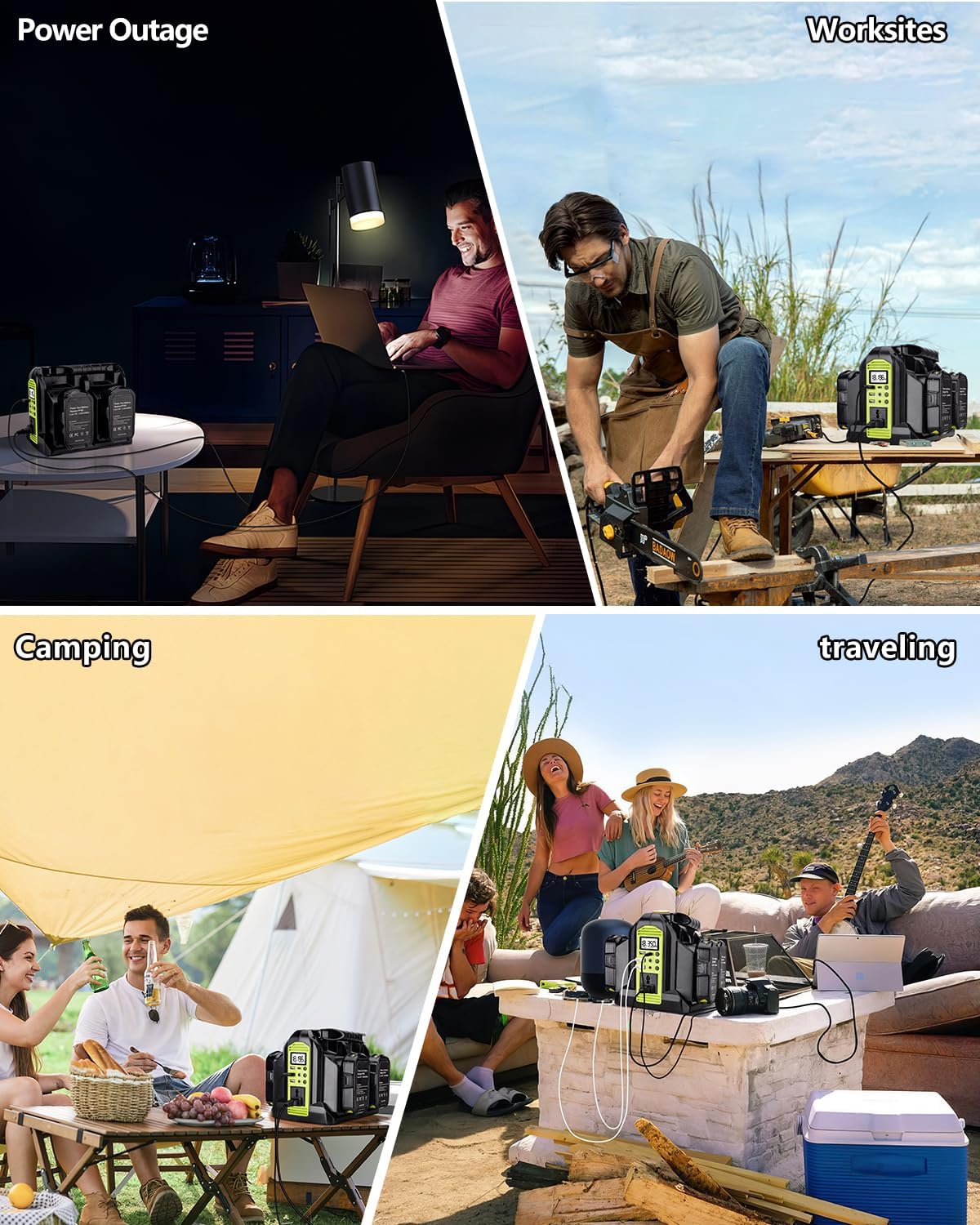 Taingwei 350W Power Inverter for Ryobi 18V Battery, 4-Ports DC 18V to AC 110-120V Battery Inverter with 3 USB-A Port, 1 USB-C Port,300lm LED Light for Outdoors Camping Emergency(Tool Only) - Image 7