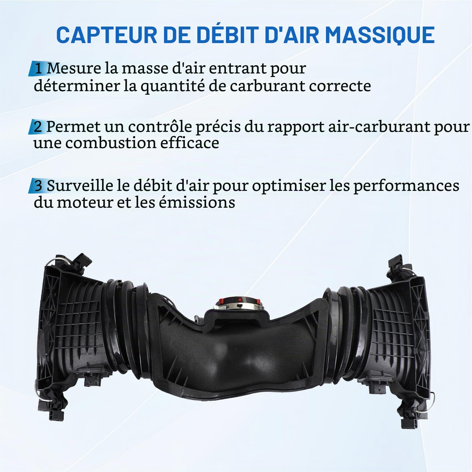 Débitmètre d'air massique 5 broches OE# 6420902242 0281006488 Compatible avec Benz GL350 2016 GLE350D 2016 GLS350D 2017 Tuyau d'admission d'air