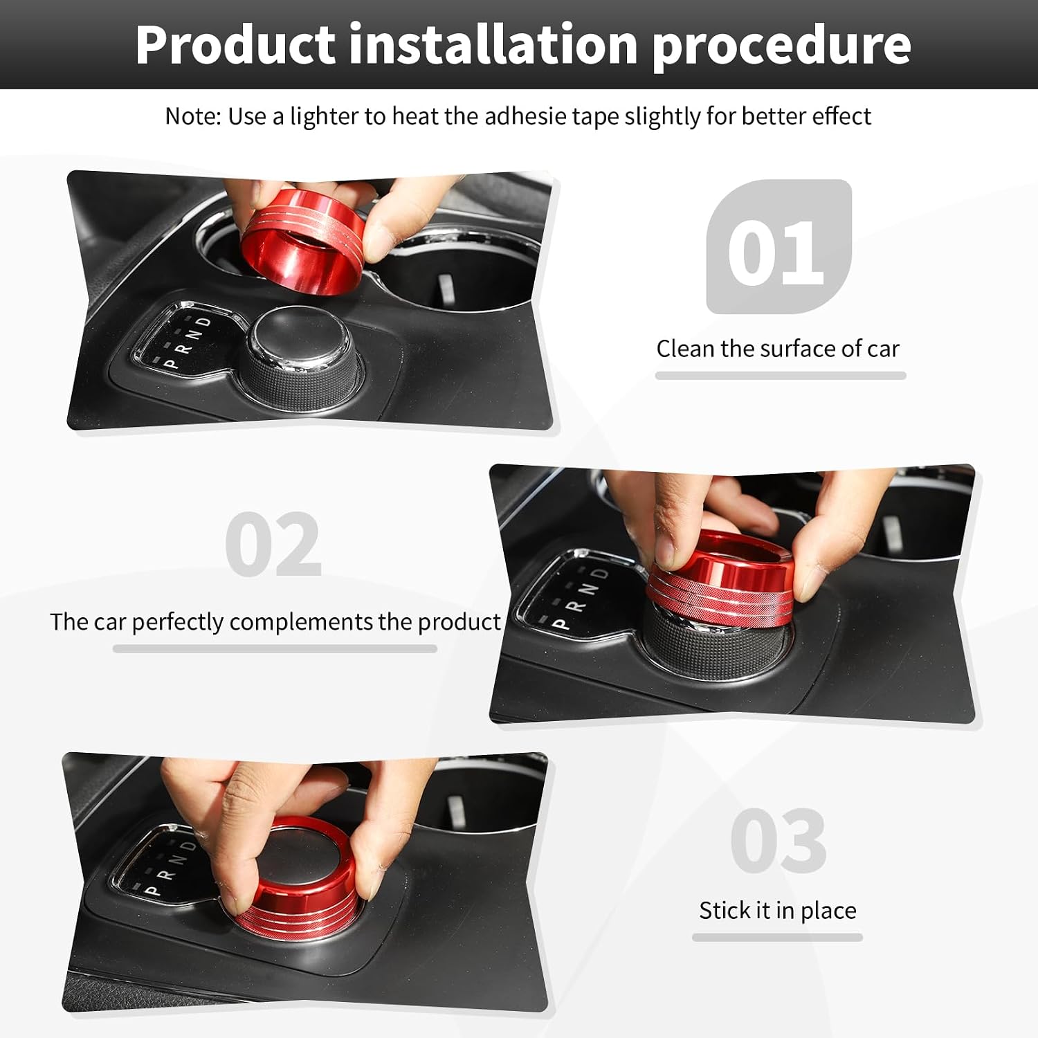 CheroCar Gear Shift Switch Knob Cover Control Switch Button Cover Ring Trim for 2014-2017 Dodge Durango,for 2013-2017 Dodge RAM Interior Decoration Accessories