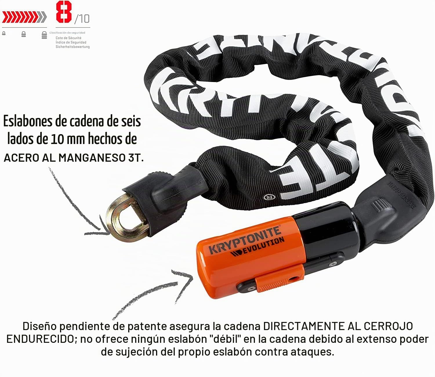 (000808) ANTIRROBO CADENA INTEGRADA KRYPTONITE -EVOLUTION 1090 CADENA INTEGRADA (10x900mm)