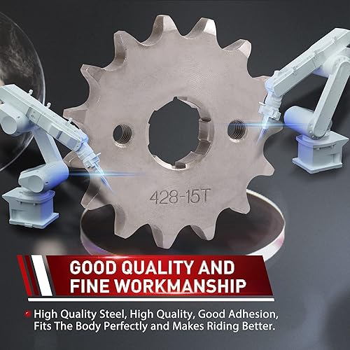 Miniatura 77 de WOOSTAR Motocicleta 428-14T Piñón delantero de 0.669 in para 50cc 70cc 90cc 110cc 125cc Dirt Pit Bike Mini Bike ATV 4 ruedas ciclomotor
