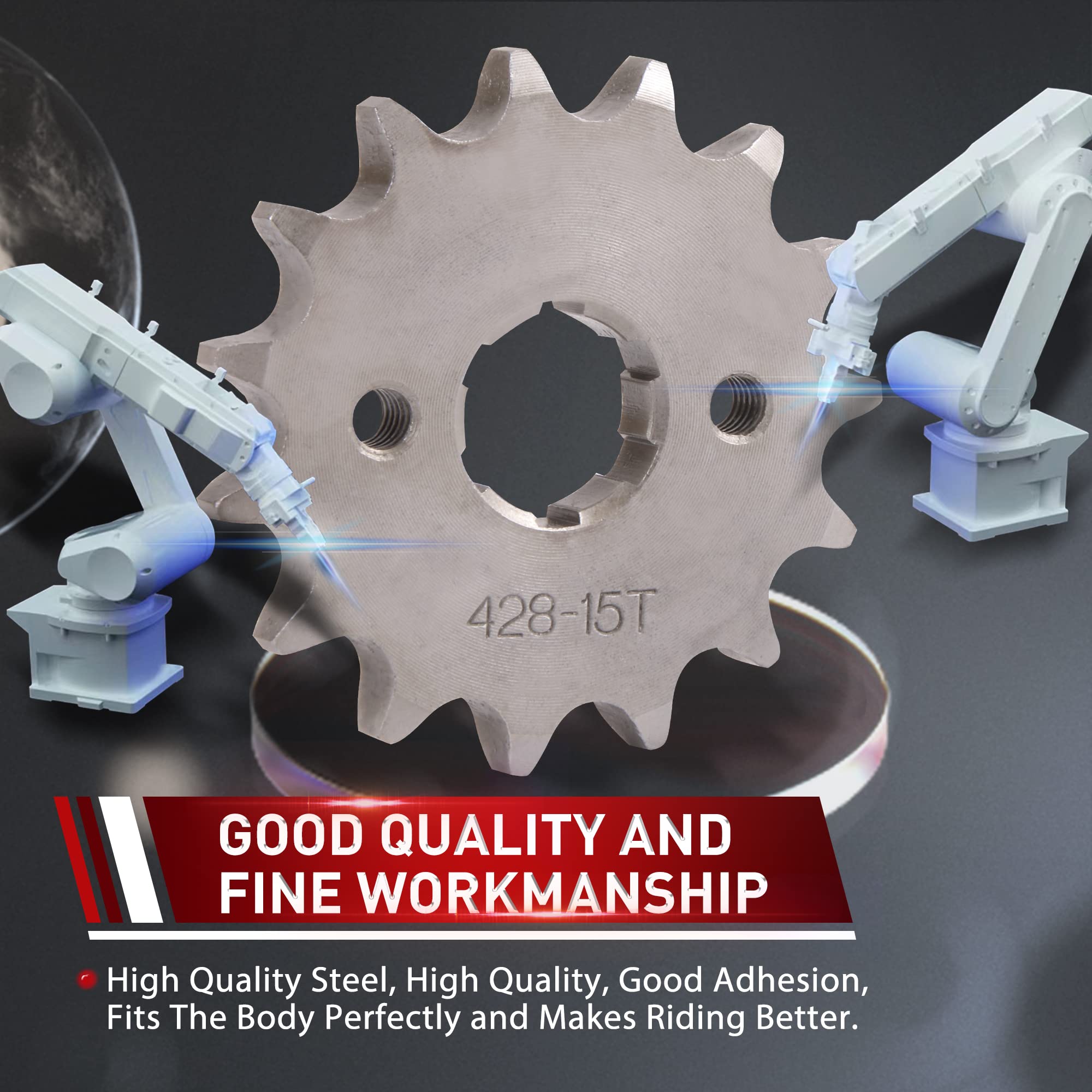 WOOSTAR Pignone Moto Anteriore 428 15 Denti 20mm per 50cc 70cc 90cc 110cc 125cc Dirt Pit Bike Mini Bike ATV Quad Ciclomotore