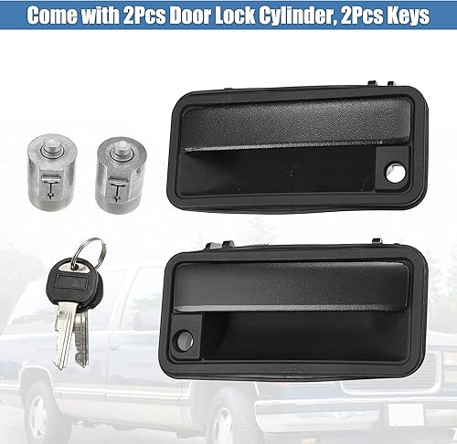 Miniatura 4 de X AUTOHAUX Par de manijas de puerta delantera izquierda derecha exterior wLock Cilindro llaves para Chevrolet Suburban Tahoe C1500 1995-2000 para