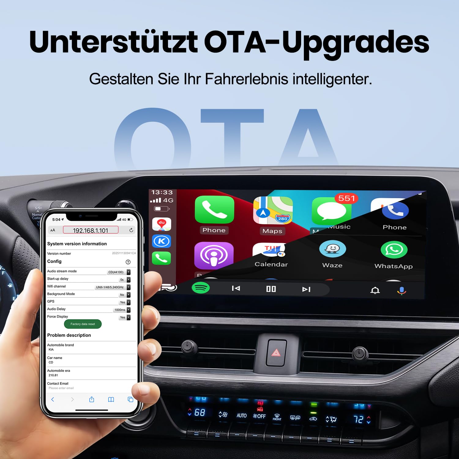 MMB CP-Ultra 2026 Adaptateur CarPlay sans fil 2 en 1 pour iPhone & Android Auto, Wi-Fi 6+Bluetooth 5.4, Convertit CarPlay filaire et Android Auto en CarPlay sans fil, Plug & Play