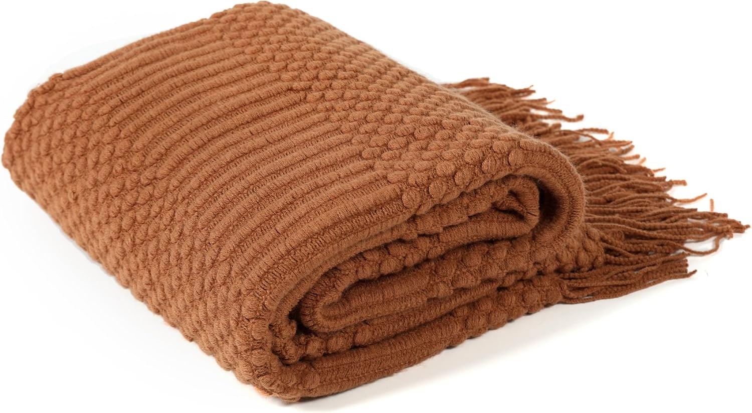 Blagic Knitted Throw Blanket for Couch and Bed, Soft & Cozy Knit Blanket with Tassel, Burnt Orange Lightweight Decorative Blankets & Throws, Farmhouse Warm Woven Blanket for All Seasons,50" W x 60" L - Image 7