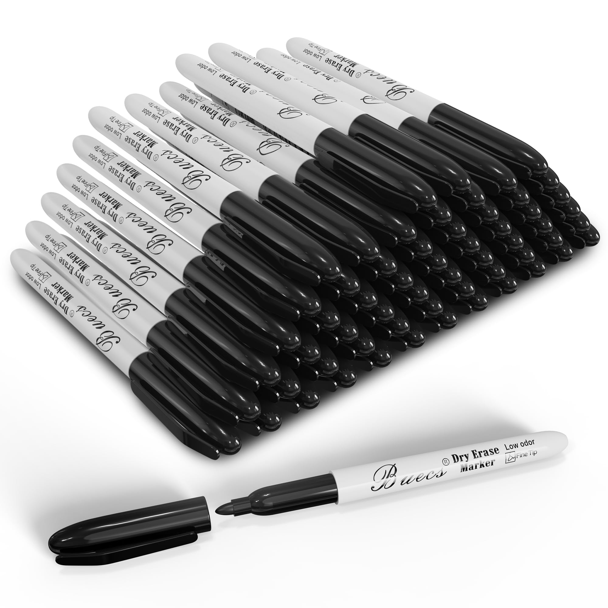 Black Dry Erase Markers Low-Odor 60 Count Fine Point Perfect for Writing on Whiteboards Dry-Erase Boards Glass School