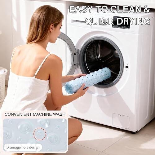 Miniatura 7 de Eralife - Tapete para bañera y ducha, antideslizante, 40 x 16 pulgadas, extra grande, lavable a máquina con orificios de drenaje, ventosas para