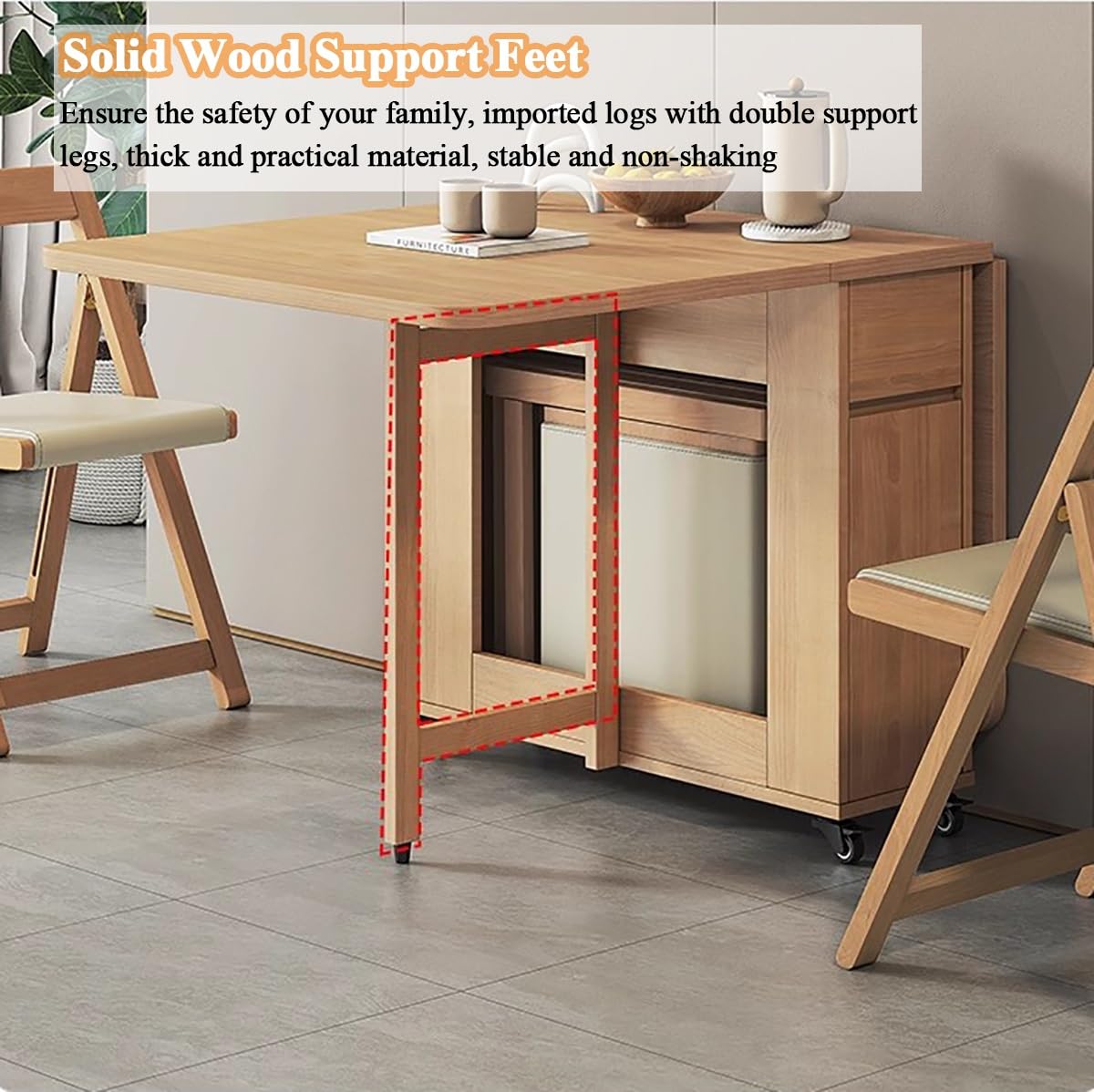 Tavolo Da Pranzo Pieghevole E Sedie, Tavolo Da Cucina In Legno Massello Retrattile For La Casa, Ristorante, Tavolo A Ribalta Con Cassetto Portaoggetti For Soggiorno, Ospitalità, Scrivania Portatile Es