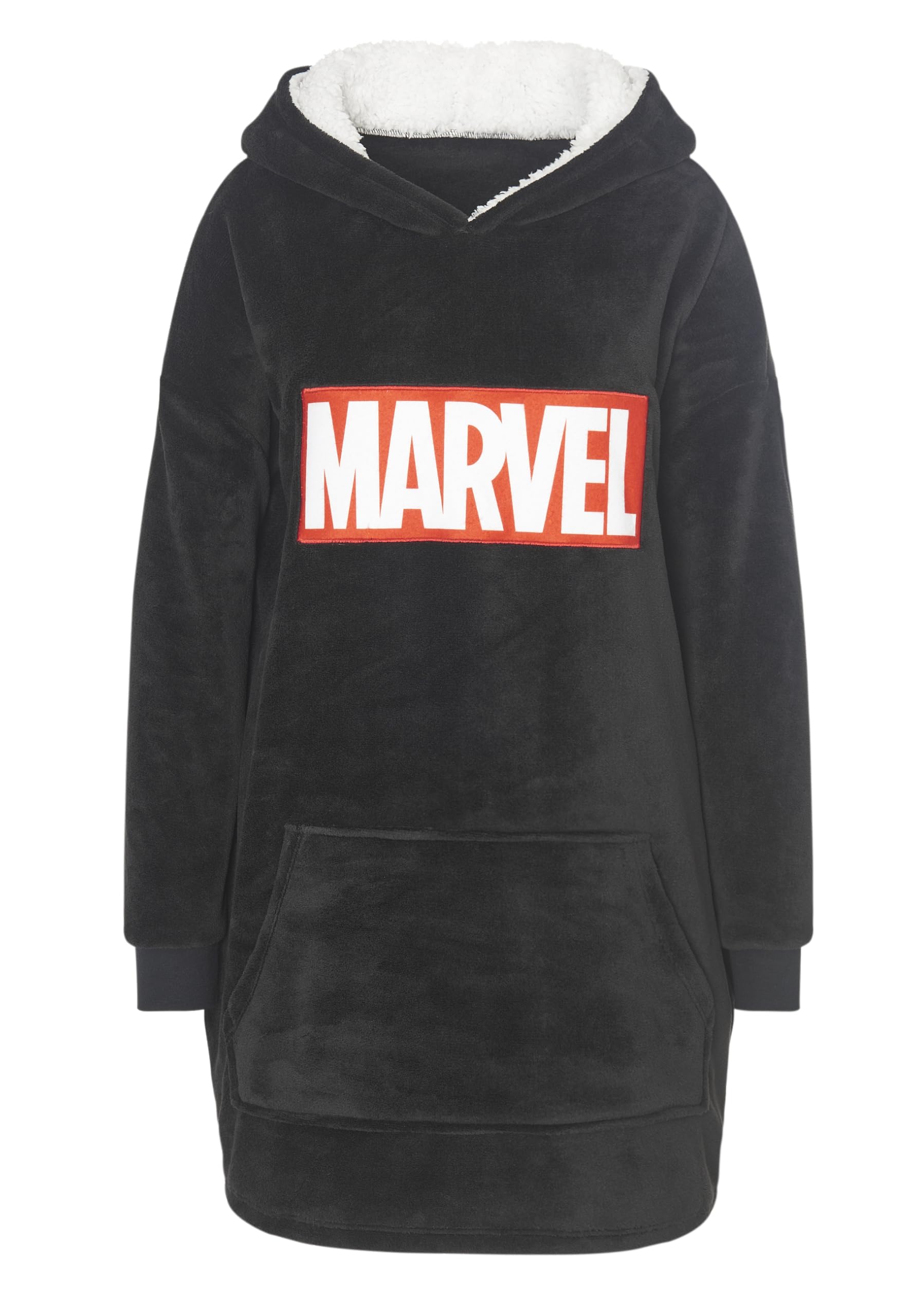 Marvel Oversize Cozy Hoodie for Men - Logo Oversized Men's Cosy Pullover Fluffy Blanket Sweater Negro
