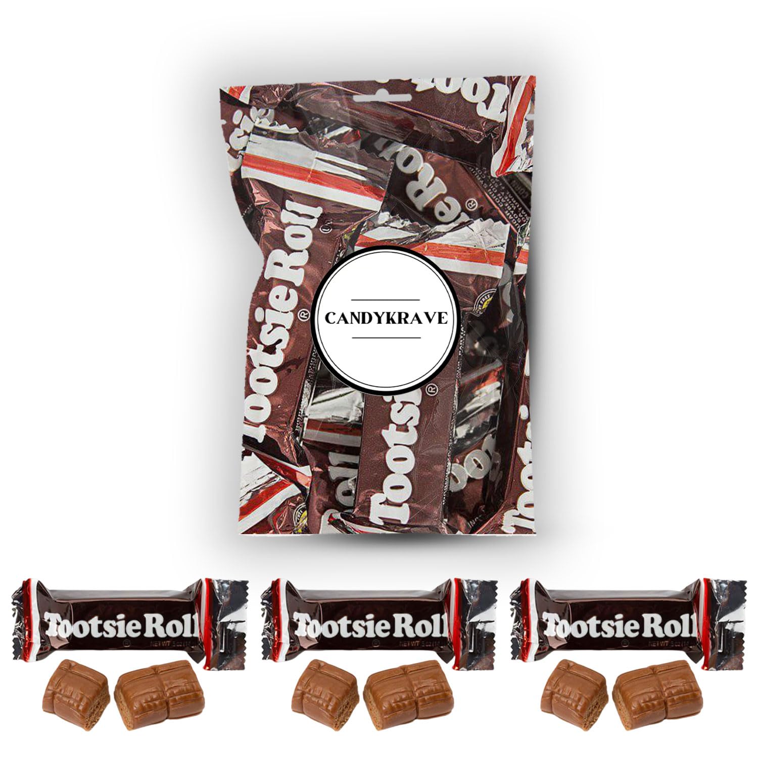 CandyKraveTootsie Mini Roll Bars Candy Pack - 0.5 Ounce Rolls - Individually Wrapped Delicious Soft Candy Bars for Birthdays, Holidays, Easter, Christmas & Pantry (Pack of 20)
