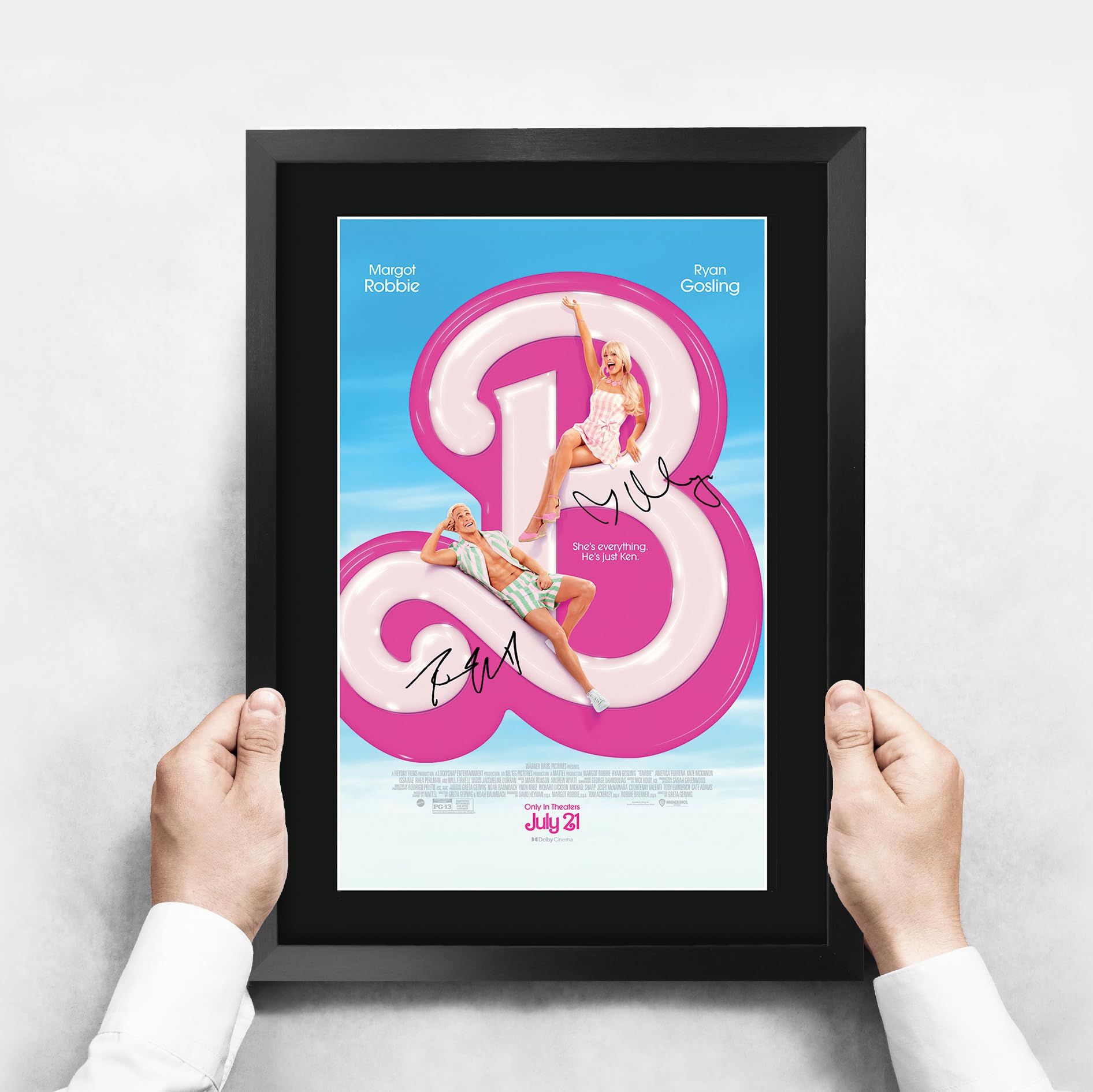 HWC Trading Barbie Margot Robbie, Ryan Gosling Gifts Printed Signed Autograph Picture for Movie Memorabilia Fans - A3 Framed - Image 3